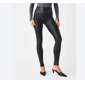 Spanx Black Faux Leather Leggings - Size Small